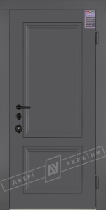 Двері вхідні внутрішні "ІНТЕР 6/1"  2040*880, модель "LN 02", фарбовані RAL 7024/ RAL білий, праві