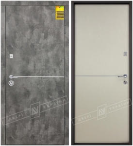 Двері вхідні внутрішні "Сіті 2/2"(Riccardi 257+252), розмір 2050*960, модель "Монако"сланець темний МВР8846-6/цемент мендаль МВР-1201R(330) праві