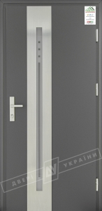 Двери входные уличные серии "GRAND HOUSE 73 mm" / Модель №4 / цвет: Графит металлик / Защитная ручка на планке
