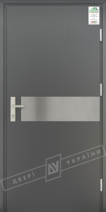Двери входные уличные серии "GRAND HOUSE 73 mm" / Модель №9 / цвет: Графит металлик / Защитная ручка на планке
