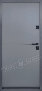Двері вхідні внутрішні "ІНТЕР 7/1" 2040*880 "модель"AL01"чорн.молд.,попелястий металік мат.D9149-804-P5 Терм., праві